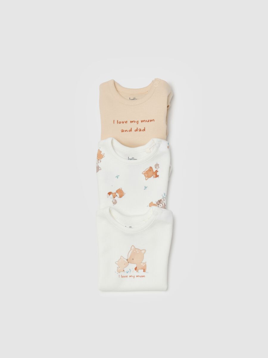 Multi-coloured pure cotton unisex baby bodysuit tripack set_3