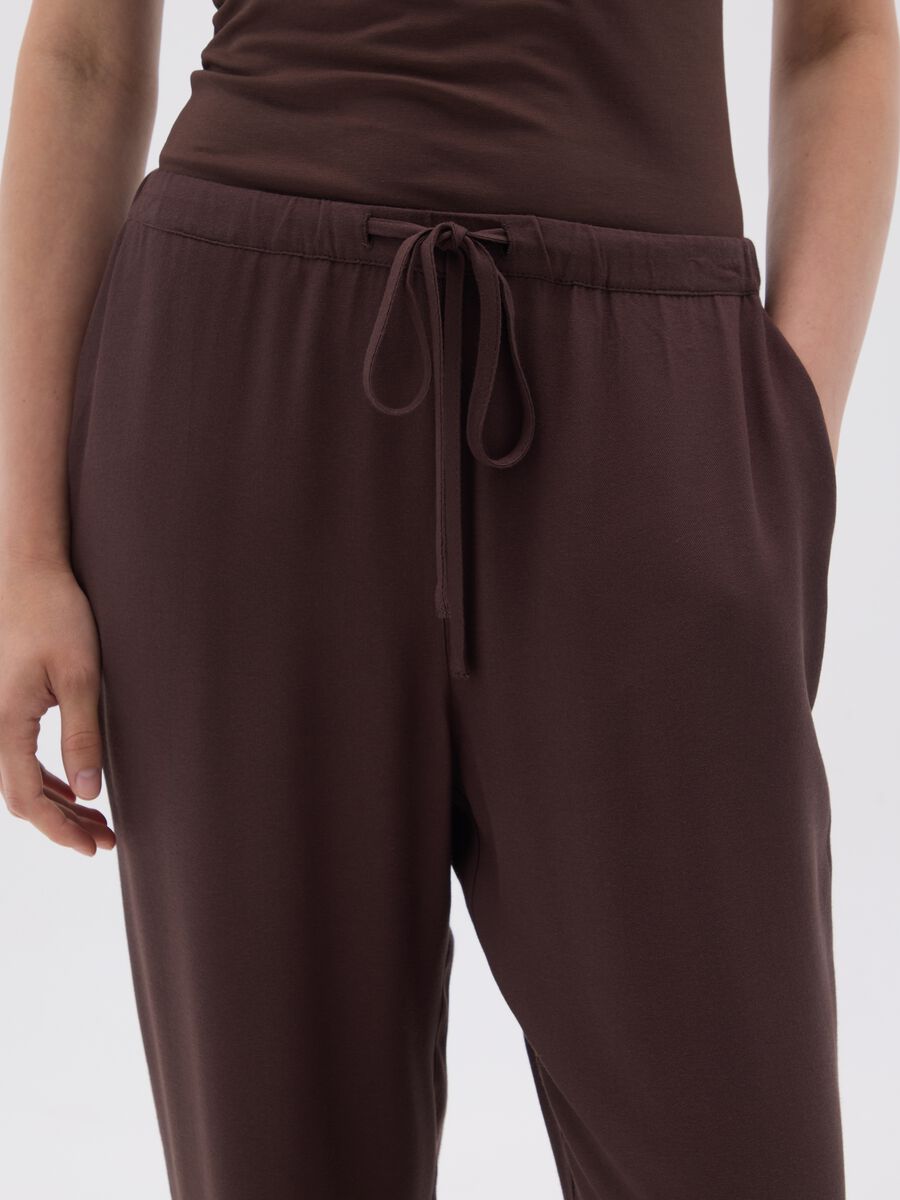 Women's trousers in pure brown viscose regular fit_3