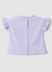 Purple short-sleeved pure organic cotton T-shirt with frills_1