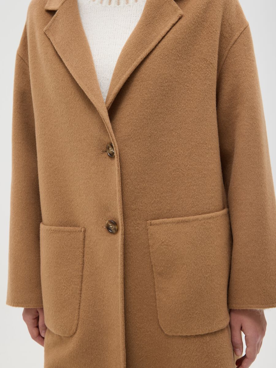Cappotto lungo marrone in misto lana e cashmere regular fit_3