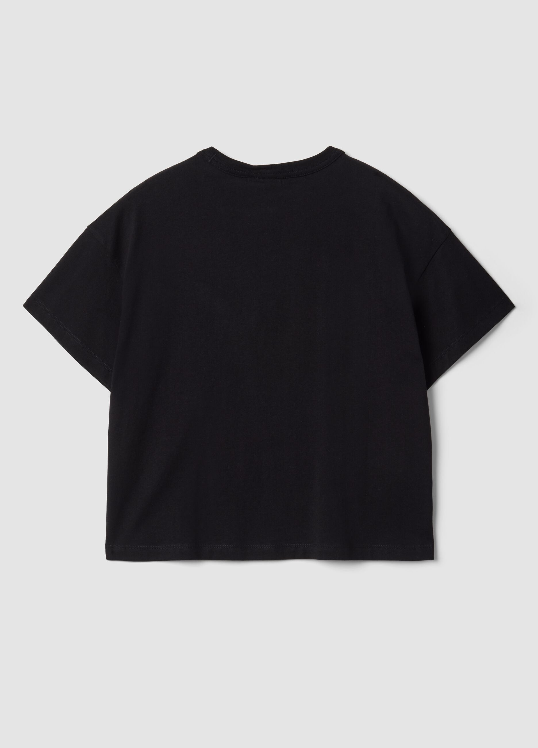 Black pure cotton Kuromi print T-shirt, regular fit