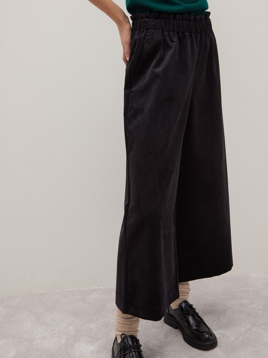 Regular Fit Black Velvet Trousers_3