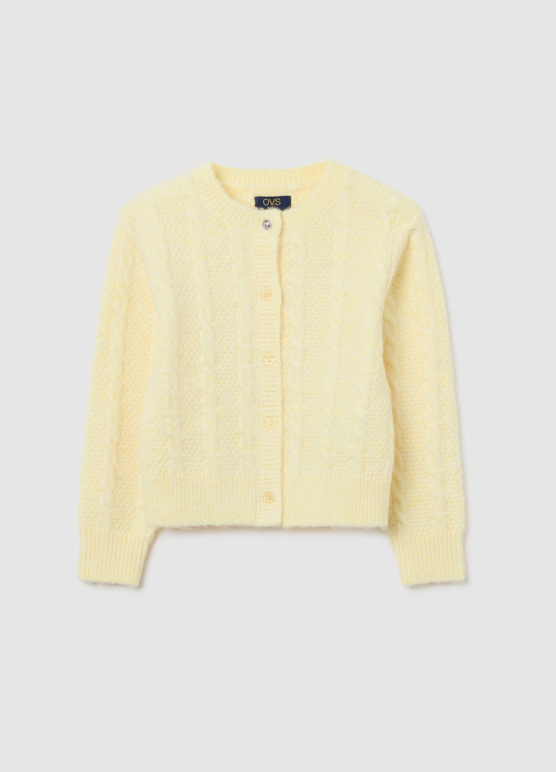 Cardigan da bambina giallo regular fit con bottoni