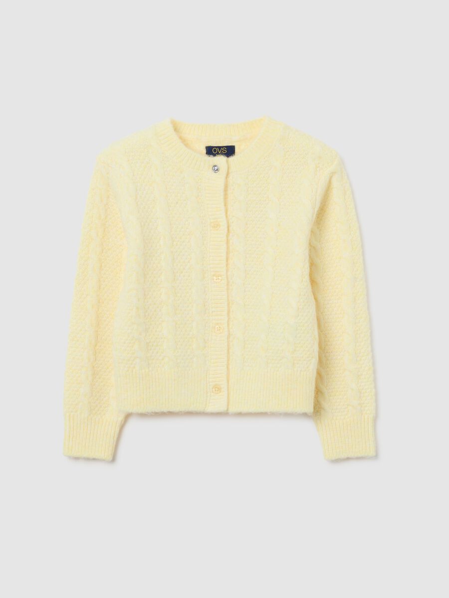 Cardigan da bambina giallo regular fit con bottoni_0