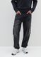 Black pure cotton baggy jeans with cargo pockets_1