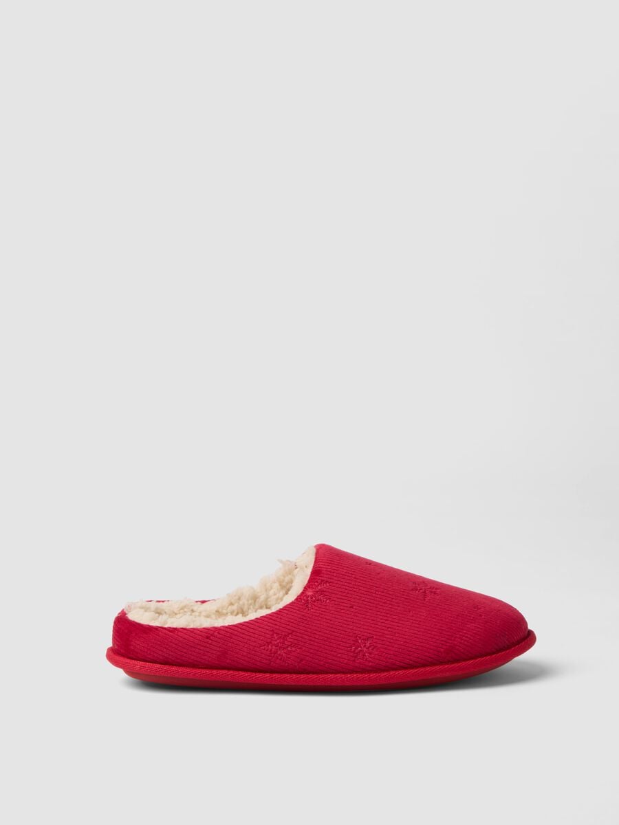 Pantofole rosso da casa con interno effetto peluche_0