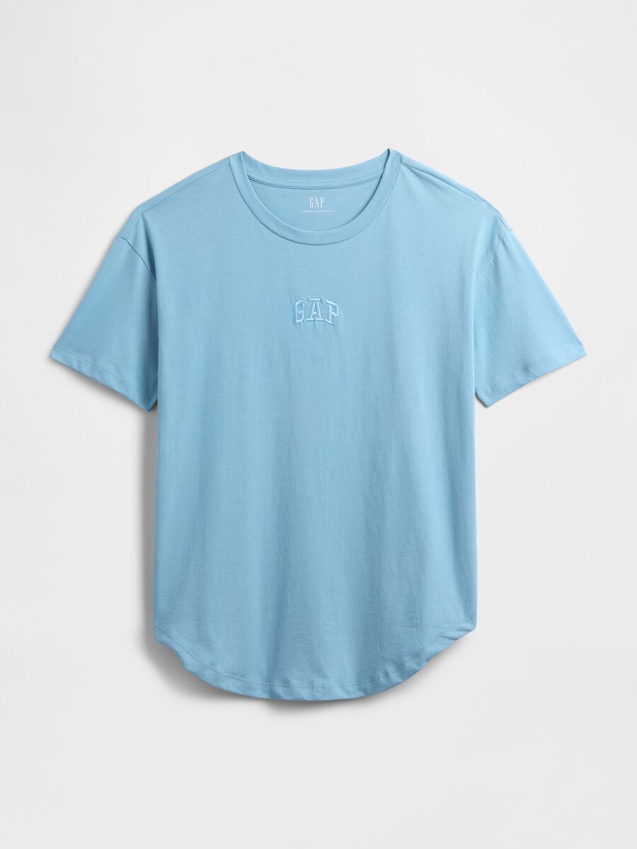 T-shirt azzurra in cotone_3