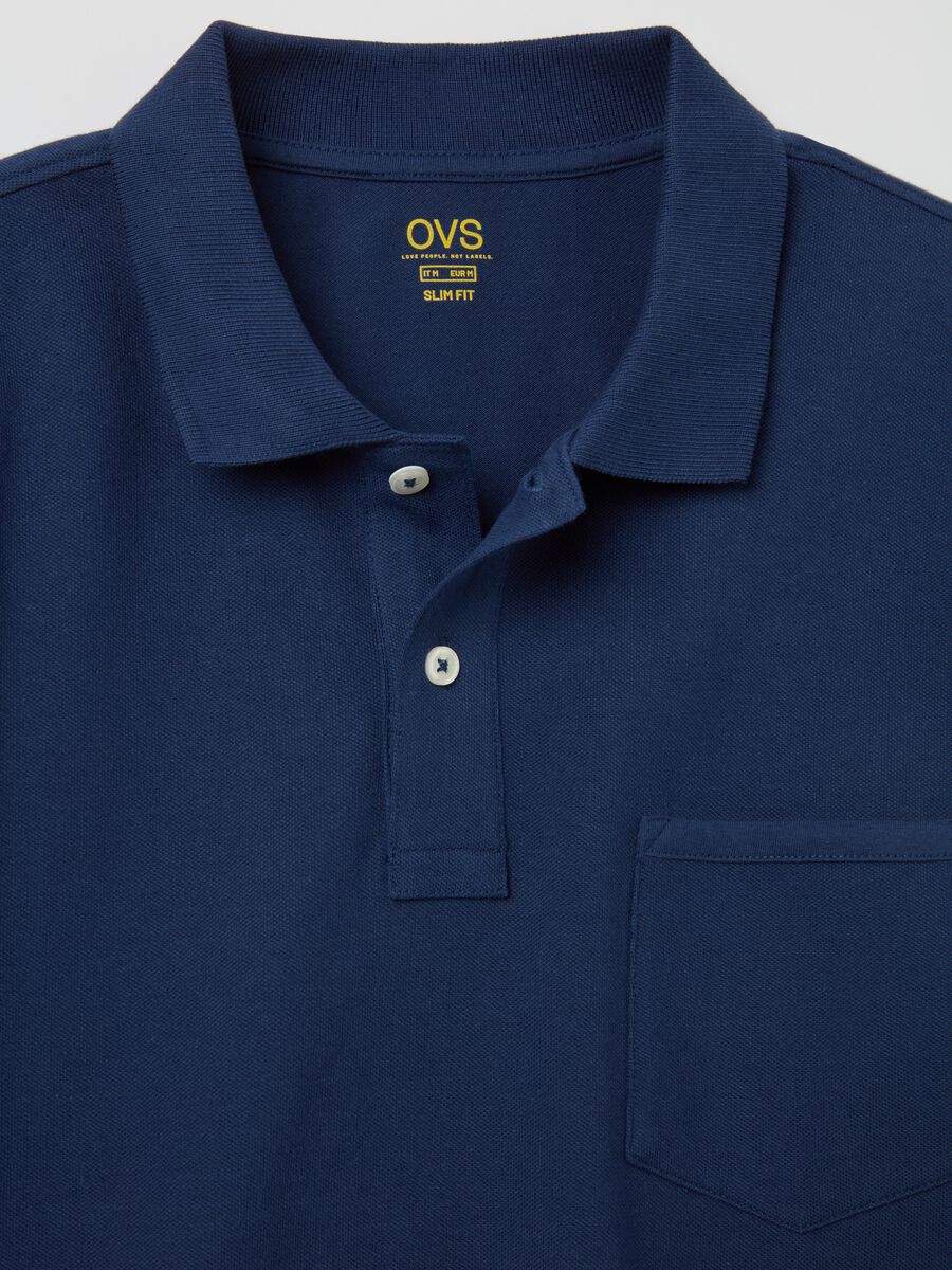 Stretch cotton polo shirt with pocket_1