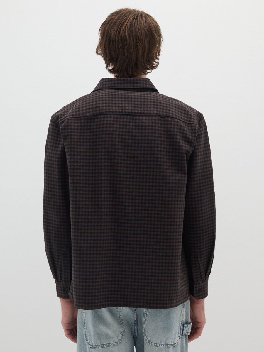 Camicia a quadri marrone in puro cotone e flanella con regular fit_3