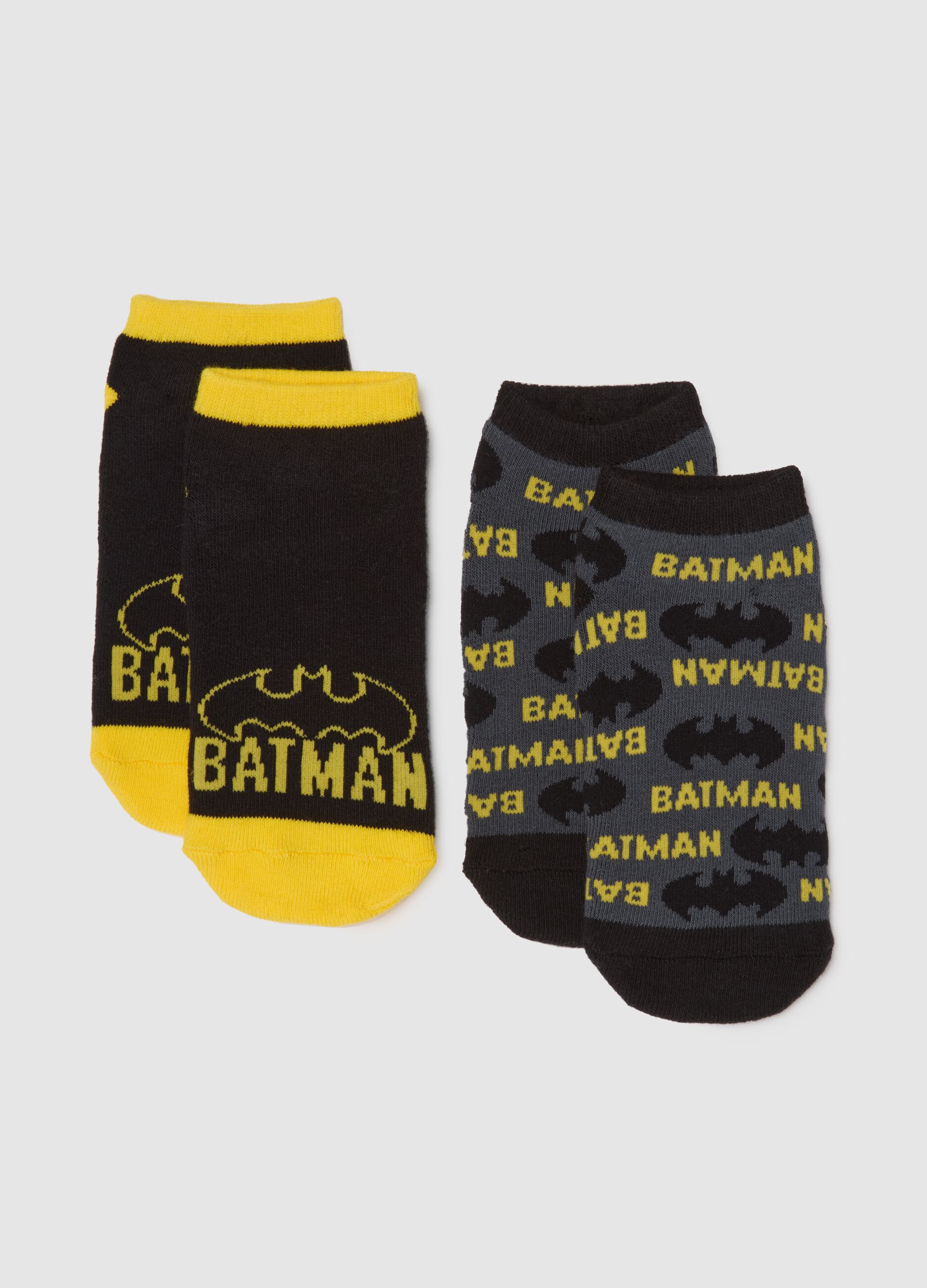 Pack of kids' non-slip socks in multicolour cotton with Batman prints