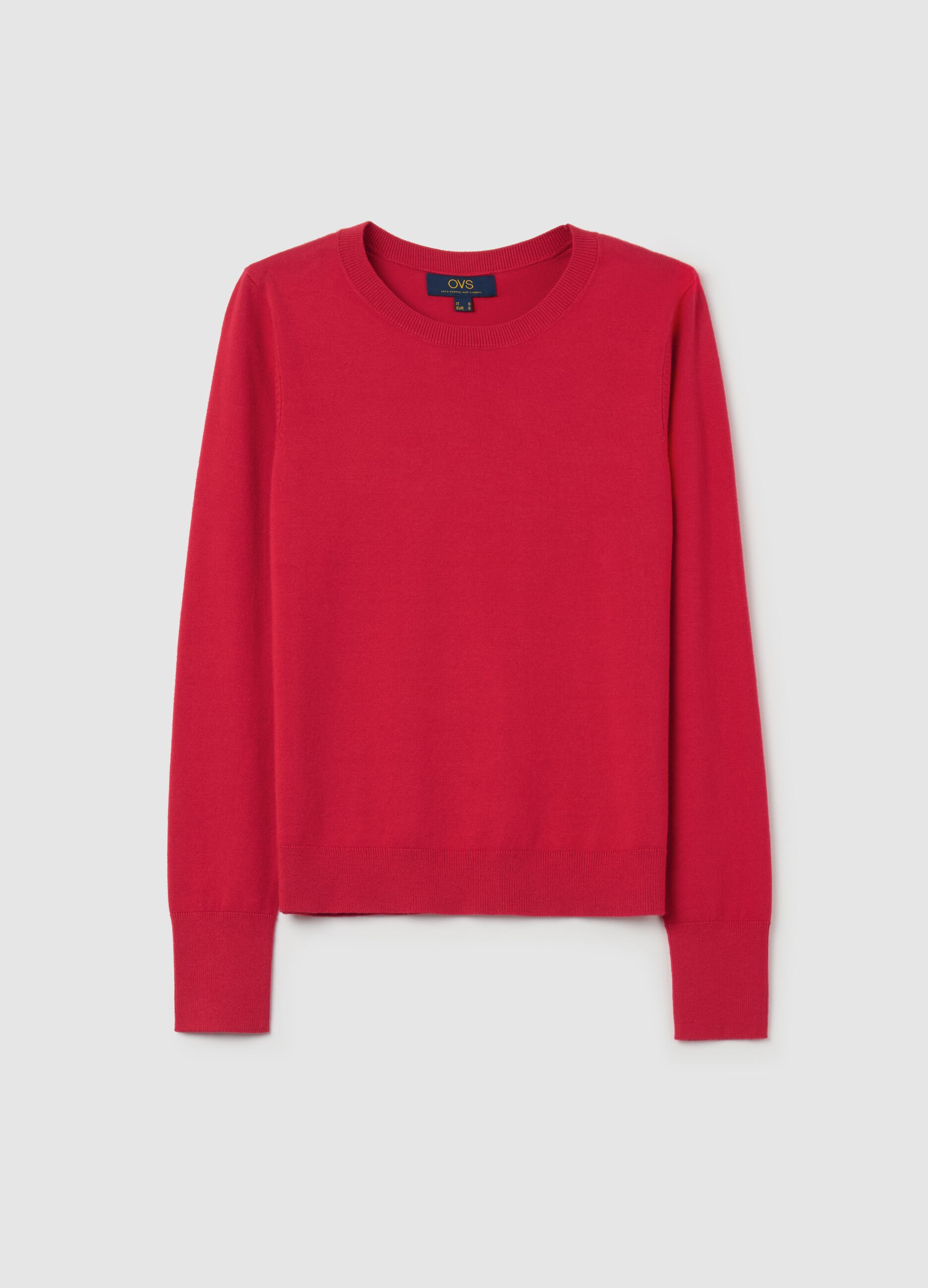 Top with round neck and long sleeves