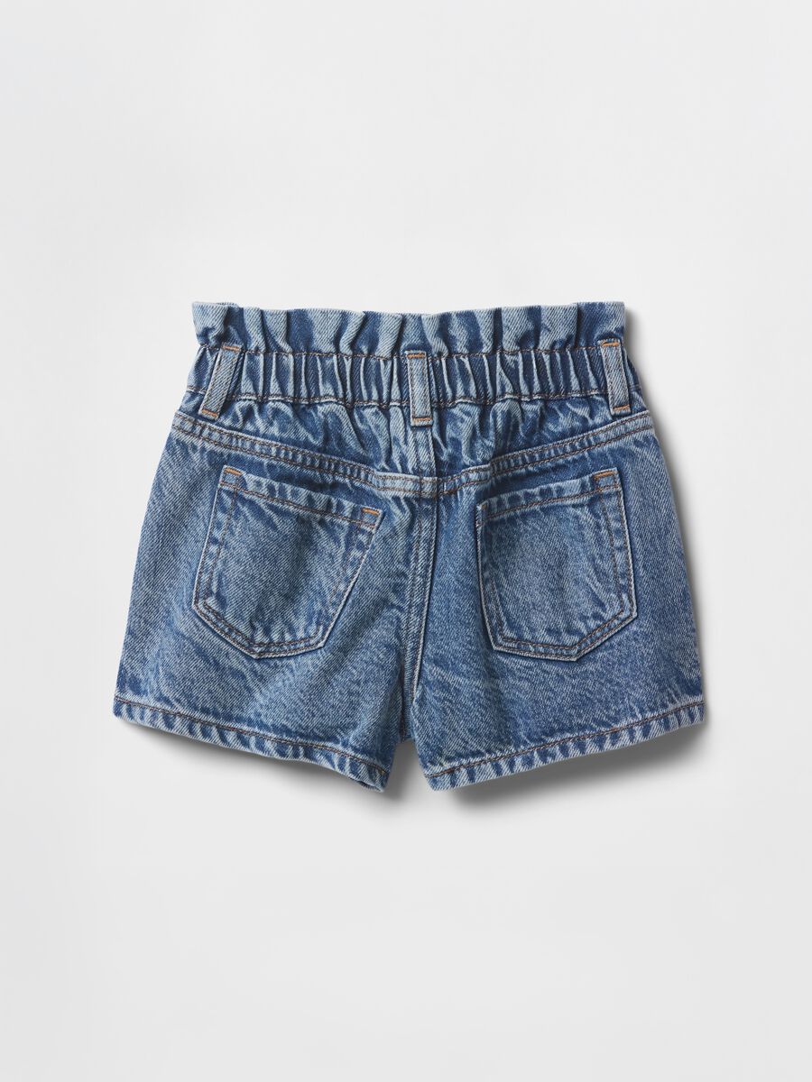 Denim shorts with pleated details for girls_2