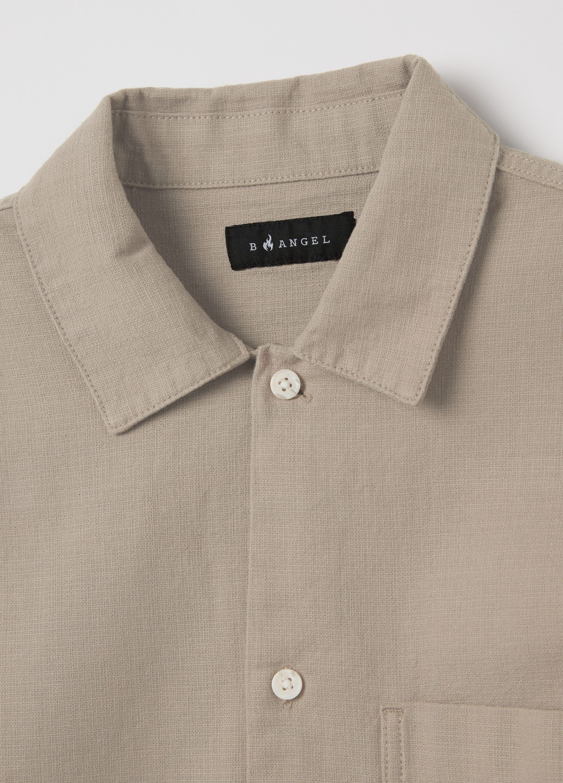 Short-sleeved green shirt in cotton
