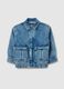 Children's blue denim jacket with cargo pockets_0