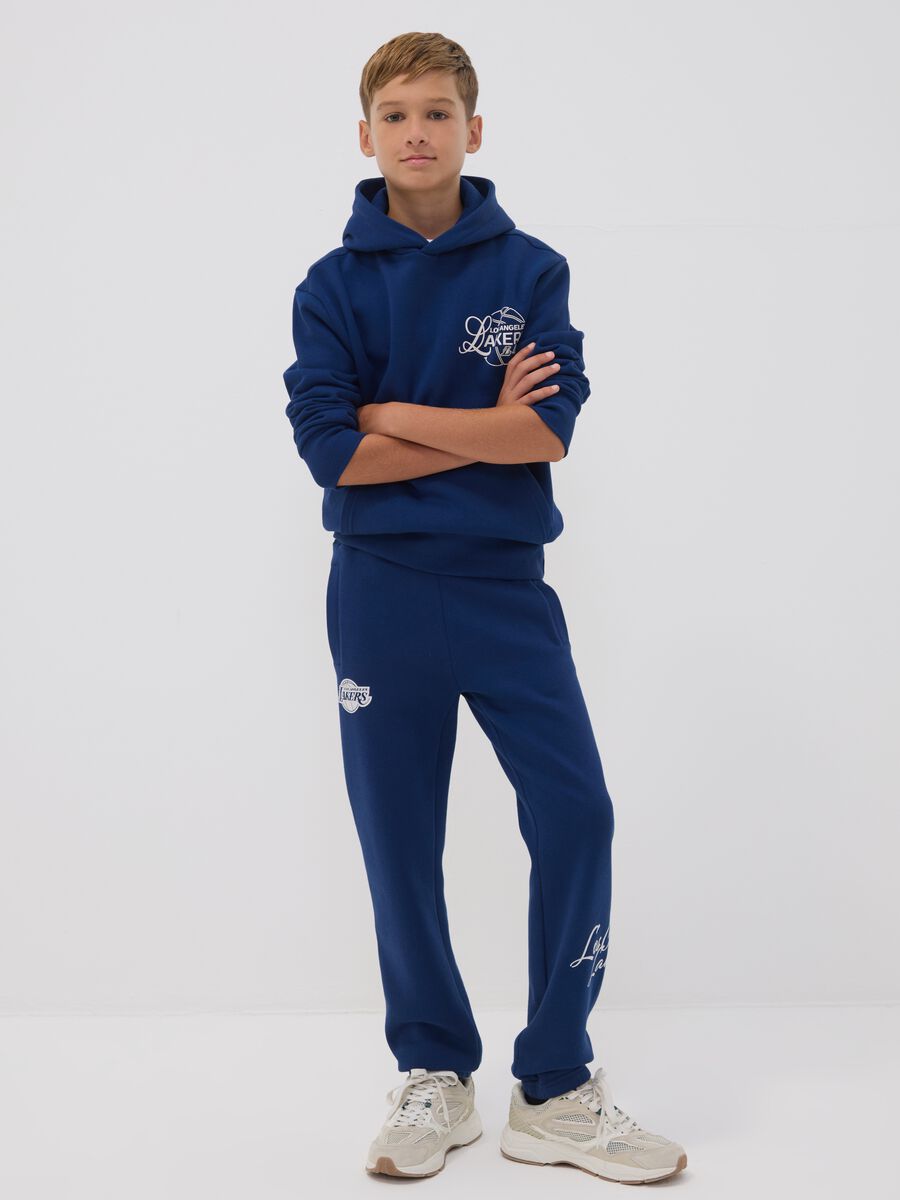 Blue regular-fit cotton-blend joggers_1