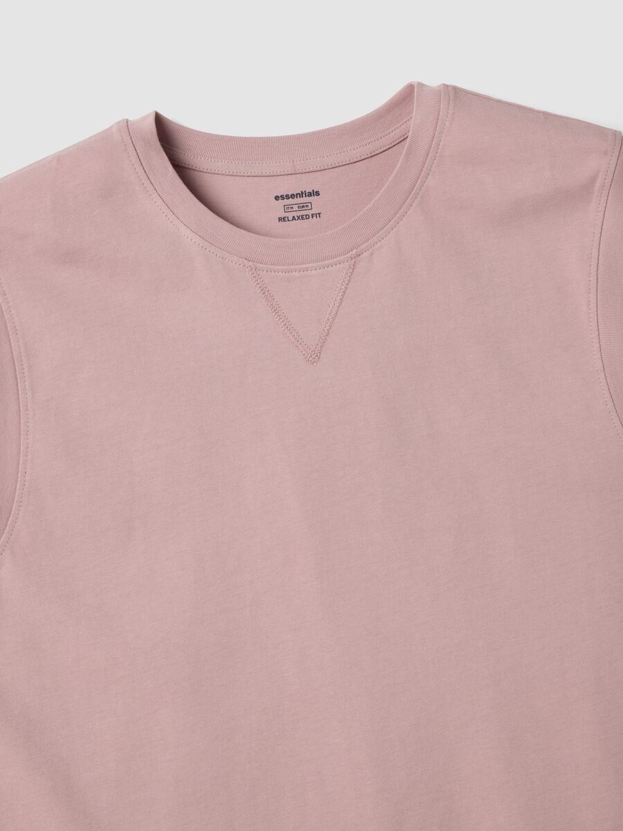 Canotta girocollo rosa in puro cotone relaxed fit_5