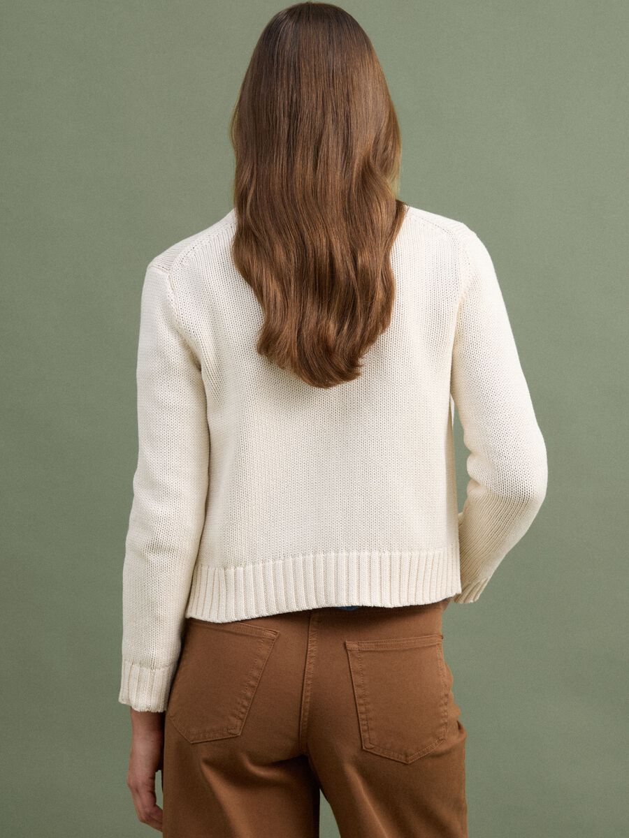 Cardigan beige in puro cotone con bottoni regular fit_3