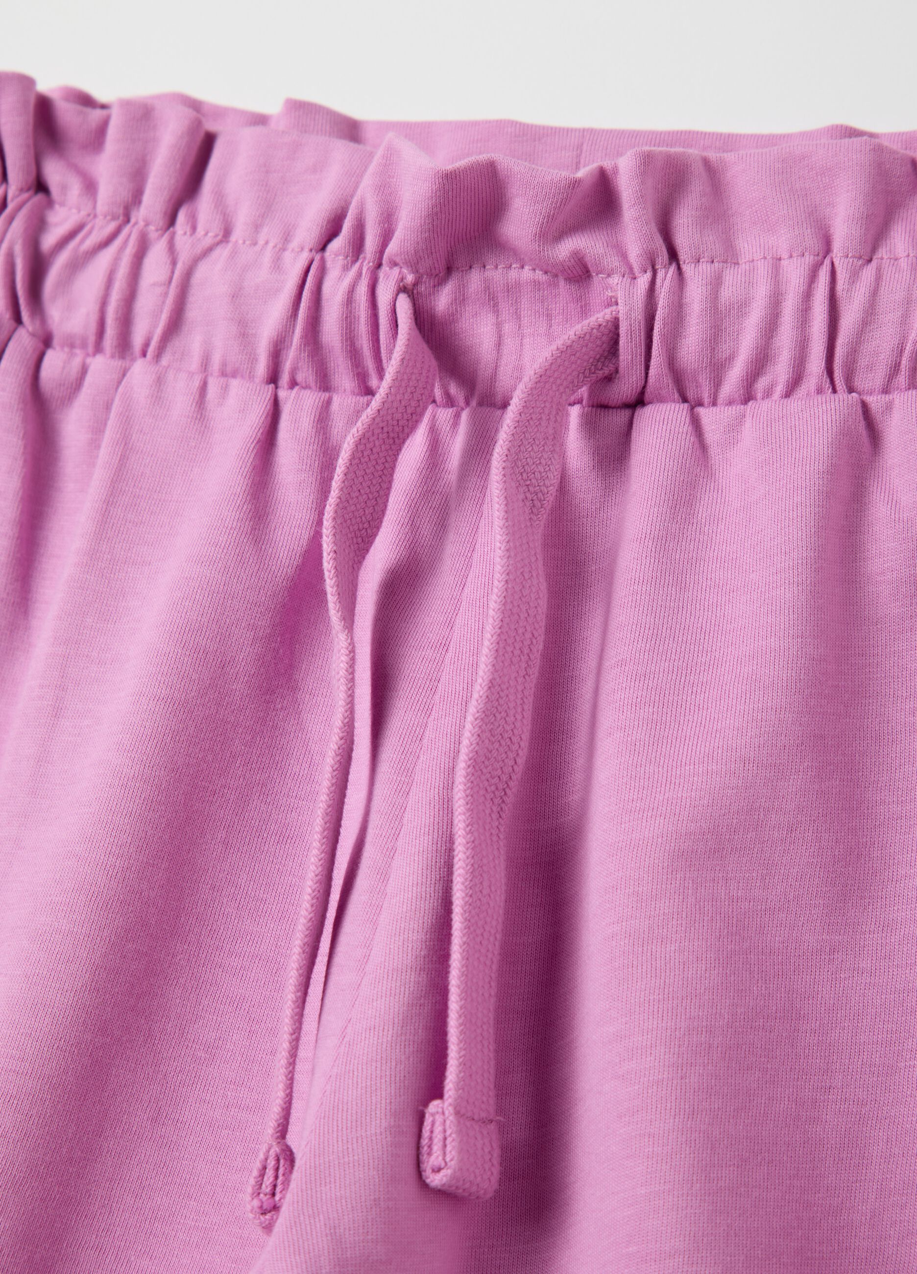 Shorts da bambina in puro cotone rosa regular fit