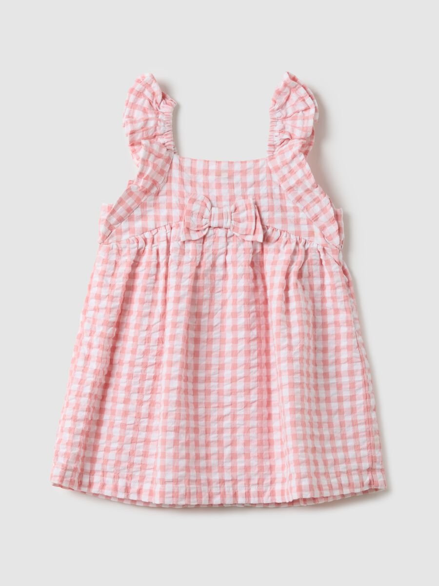 Vestito in puro cotone a quadri multicolor da neonata regular fit_0