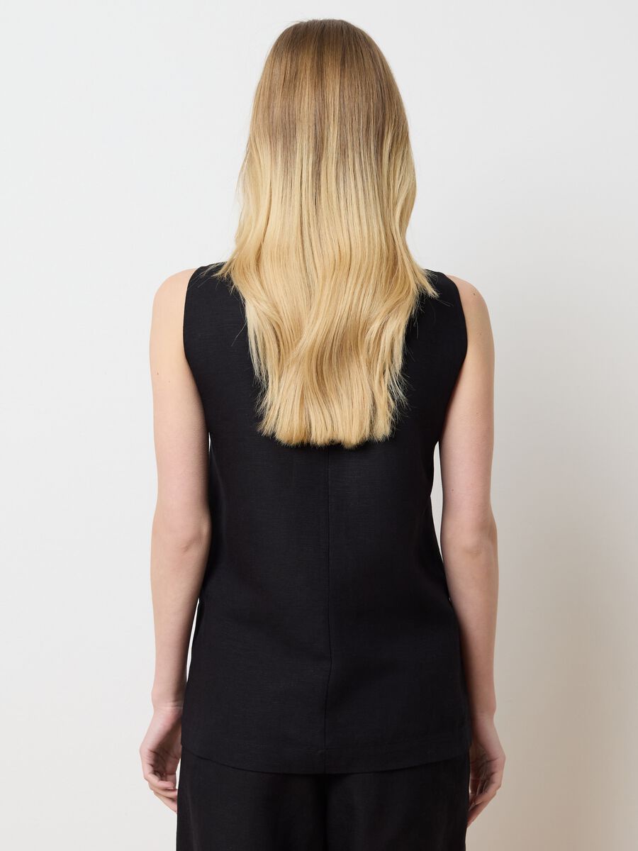 Black gilet in linen and viscose_2