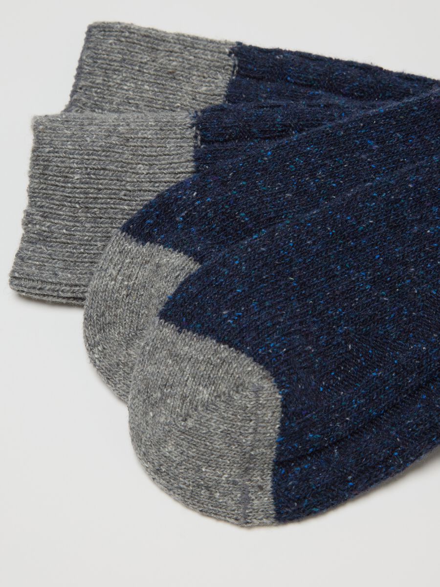 Multicolour short socks in wool and silk blend_1