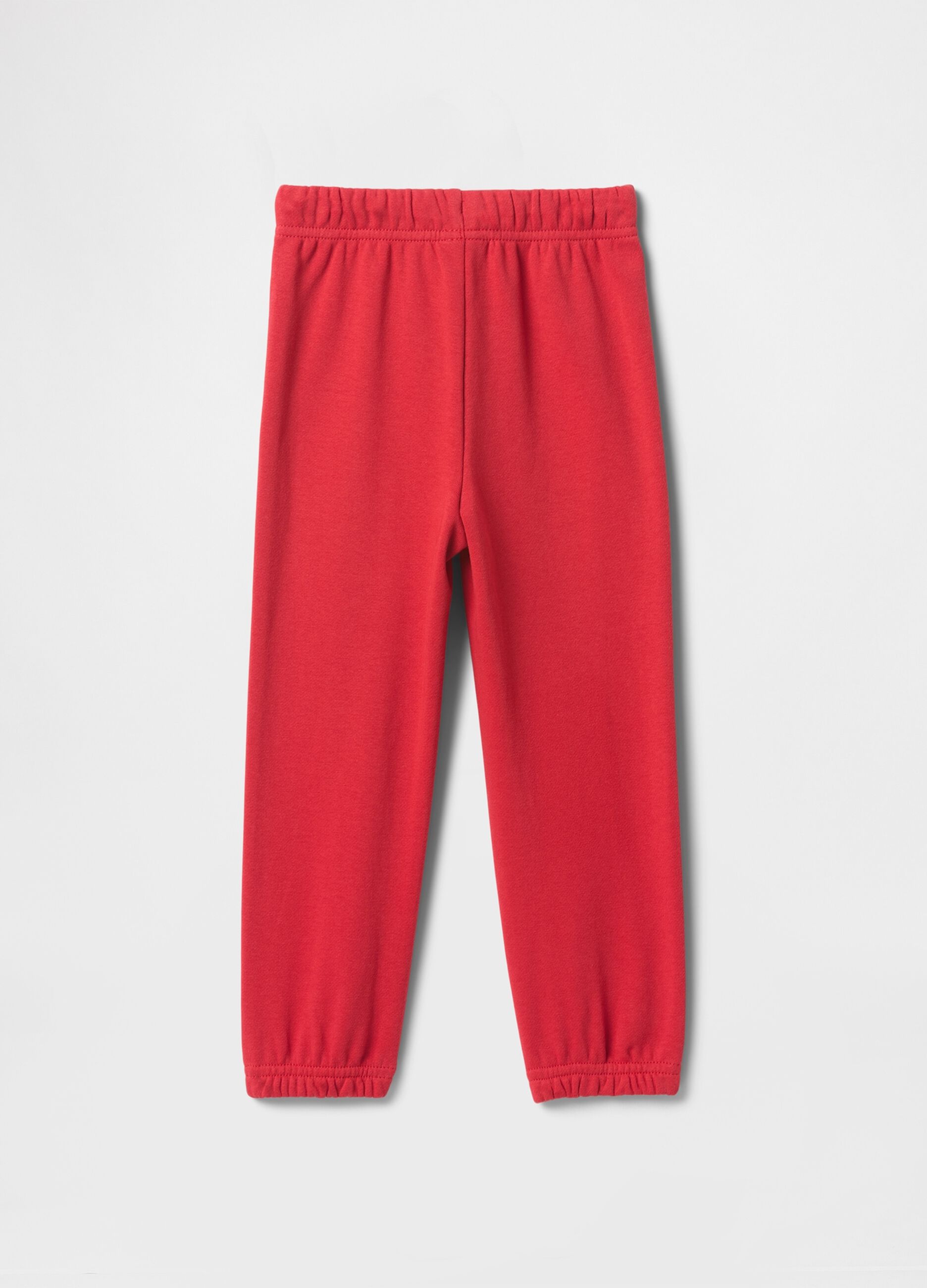 Red cotton blend trousers with elastic