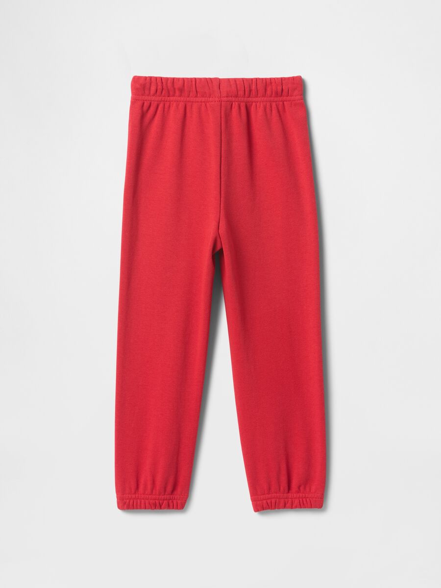 Red cotton blend trousers with elastic_1