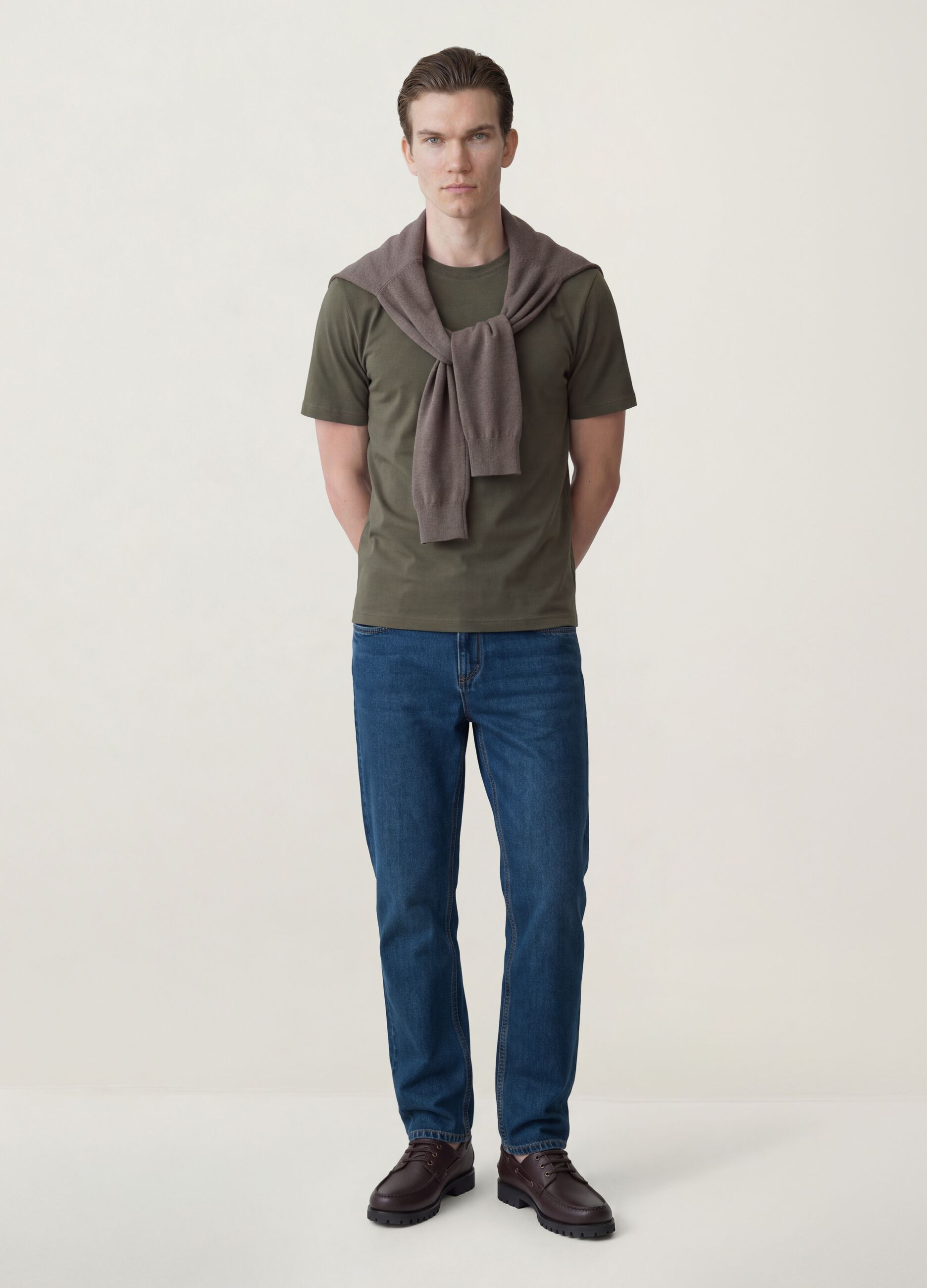 Jeans denim blu in misto cotone e viscosa regular fit