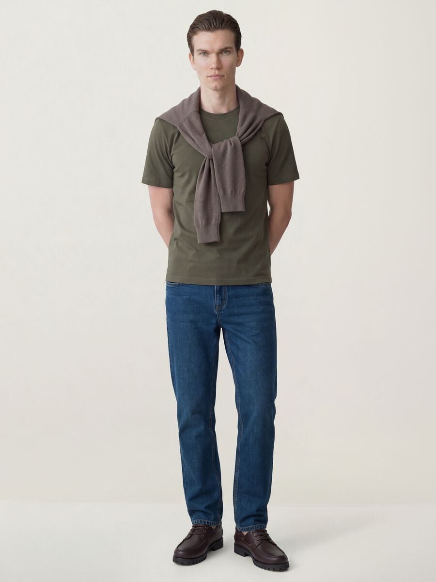 Jeans denim blu in misto cotone e viscosa regular fit_0
