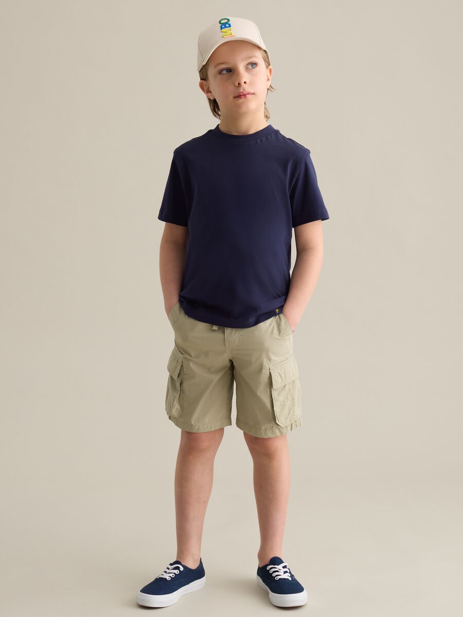 Green cargo Bermuda shorts in canvas with drawstring_1