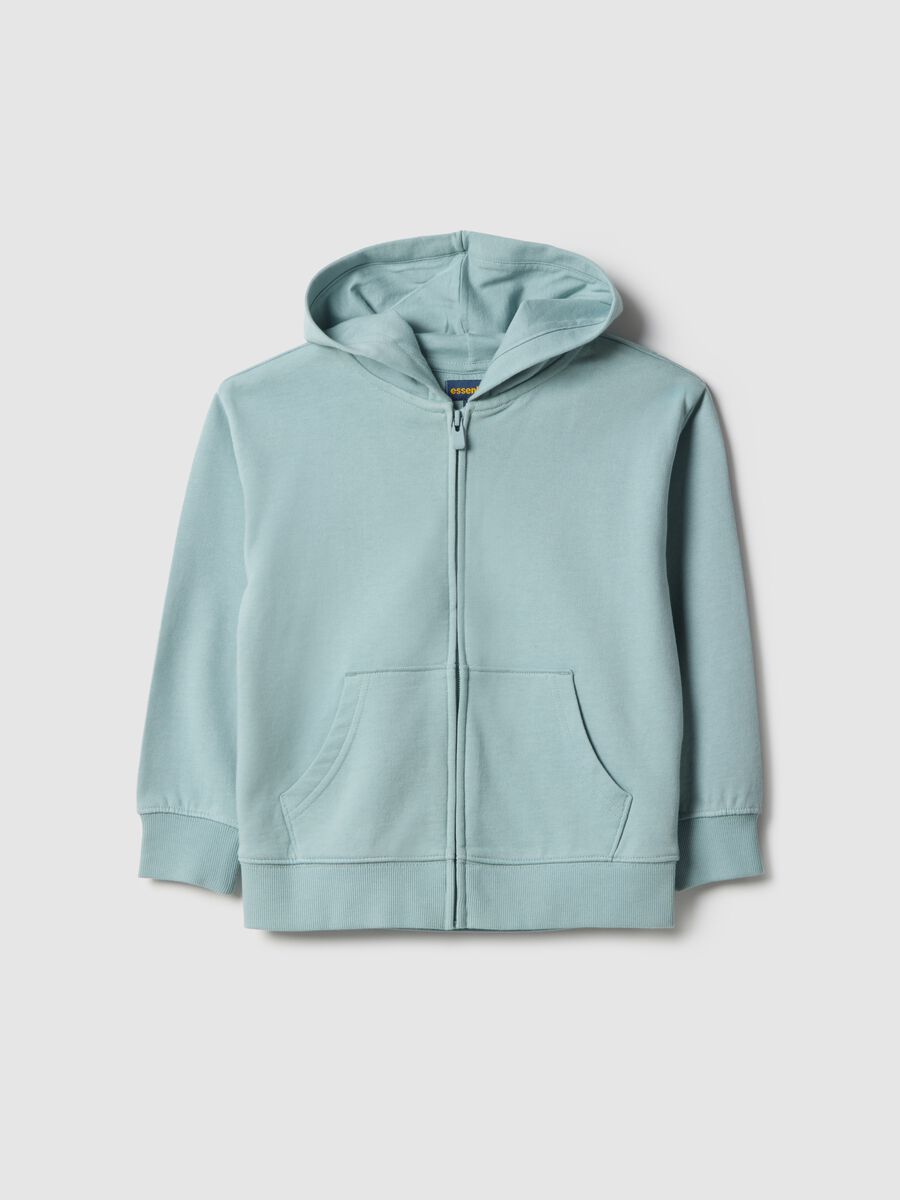Children's blue hoodie with zip in pure cotton regular fit_0