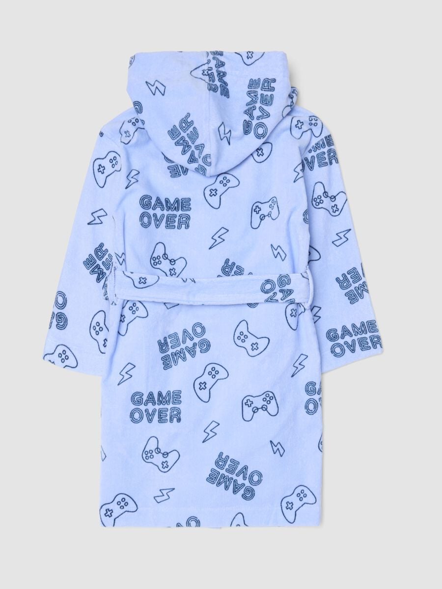 Light blue pure organic cotton hooded bathrobe_1