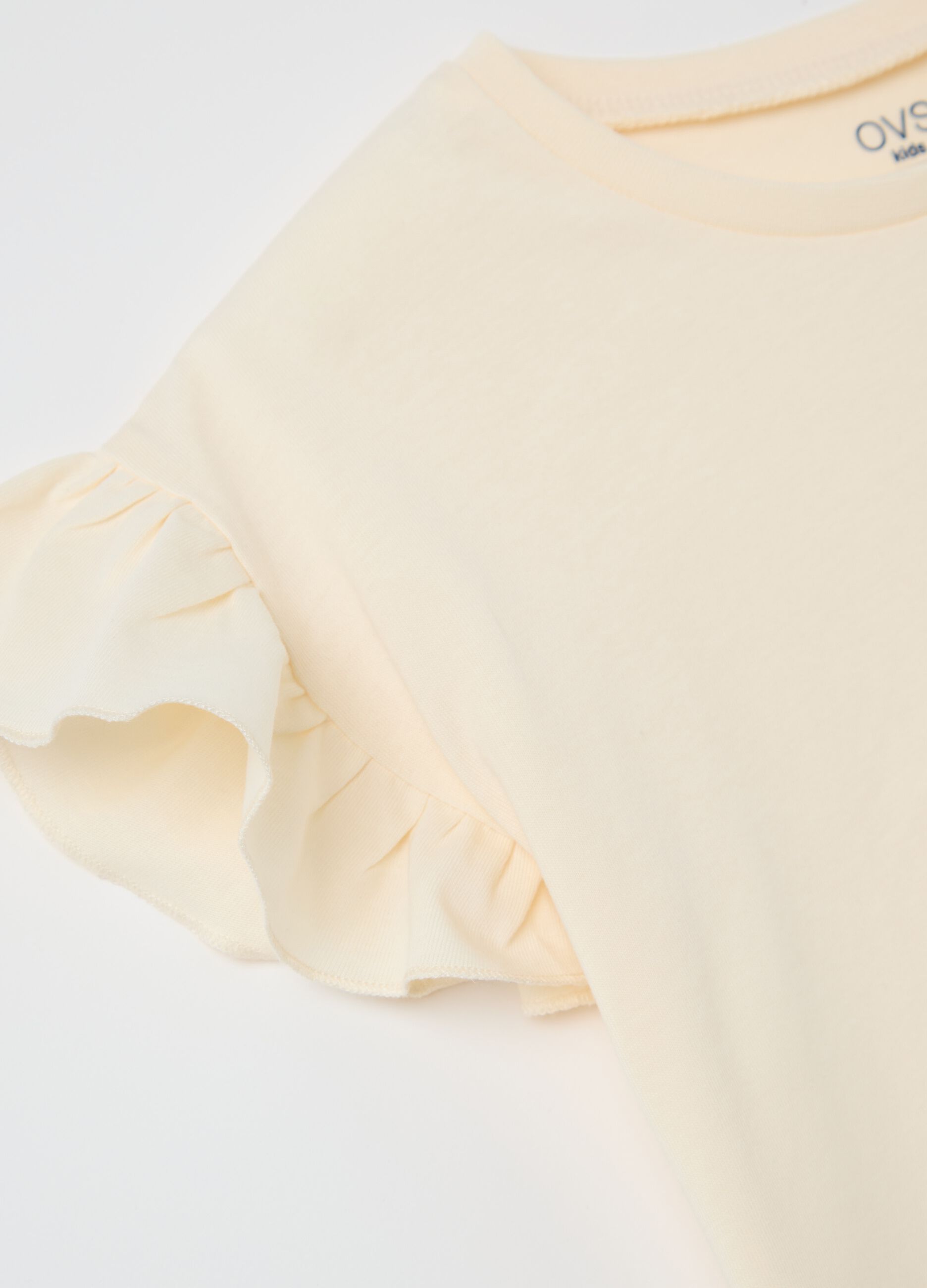 White T-shirt in cotton with diamantés