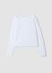 White organic stretch cotton T-shirt with shoulder cut-out for girls_0