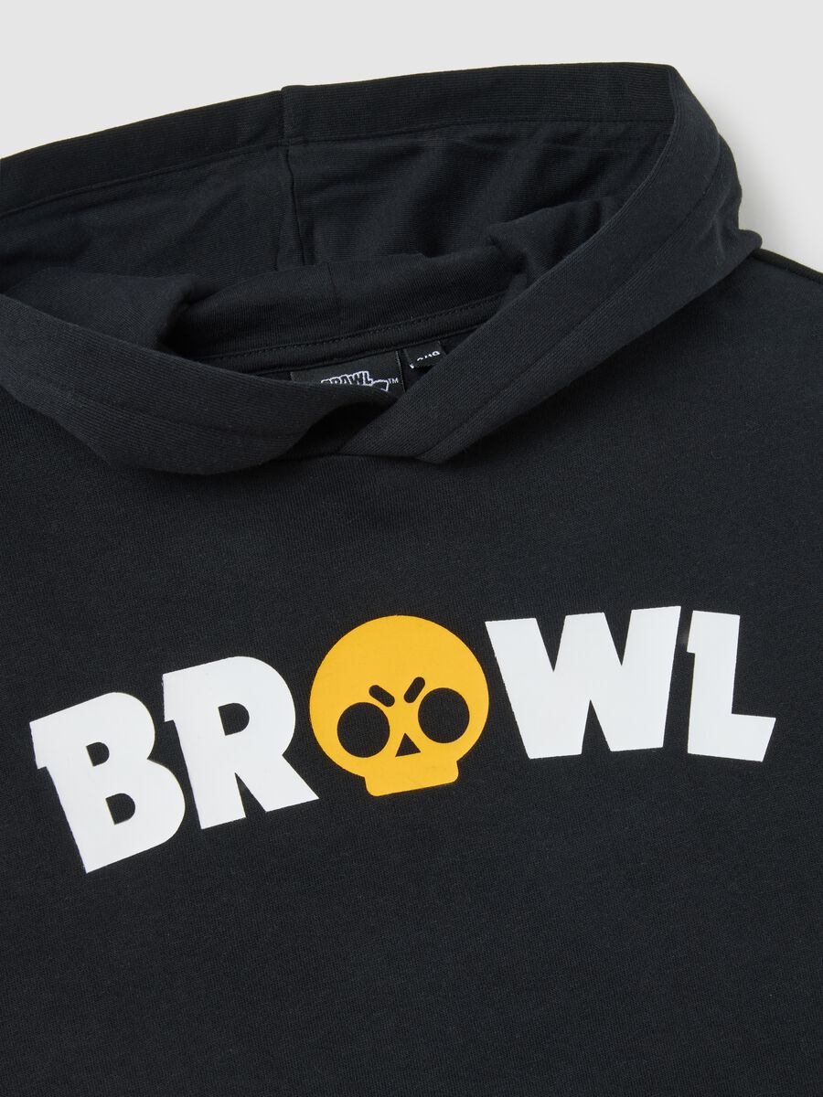 Black hooded sweatshirt for kids in pure cotton oversized fit_2