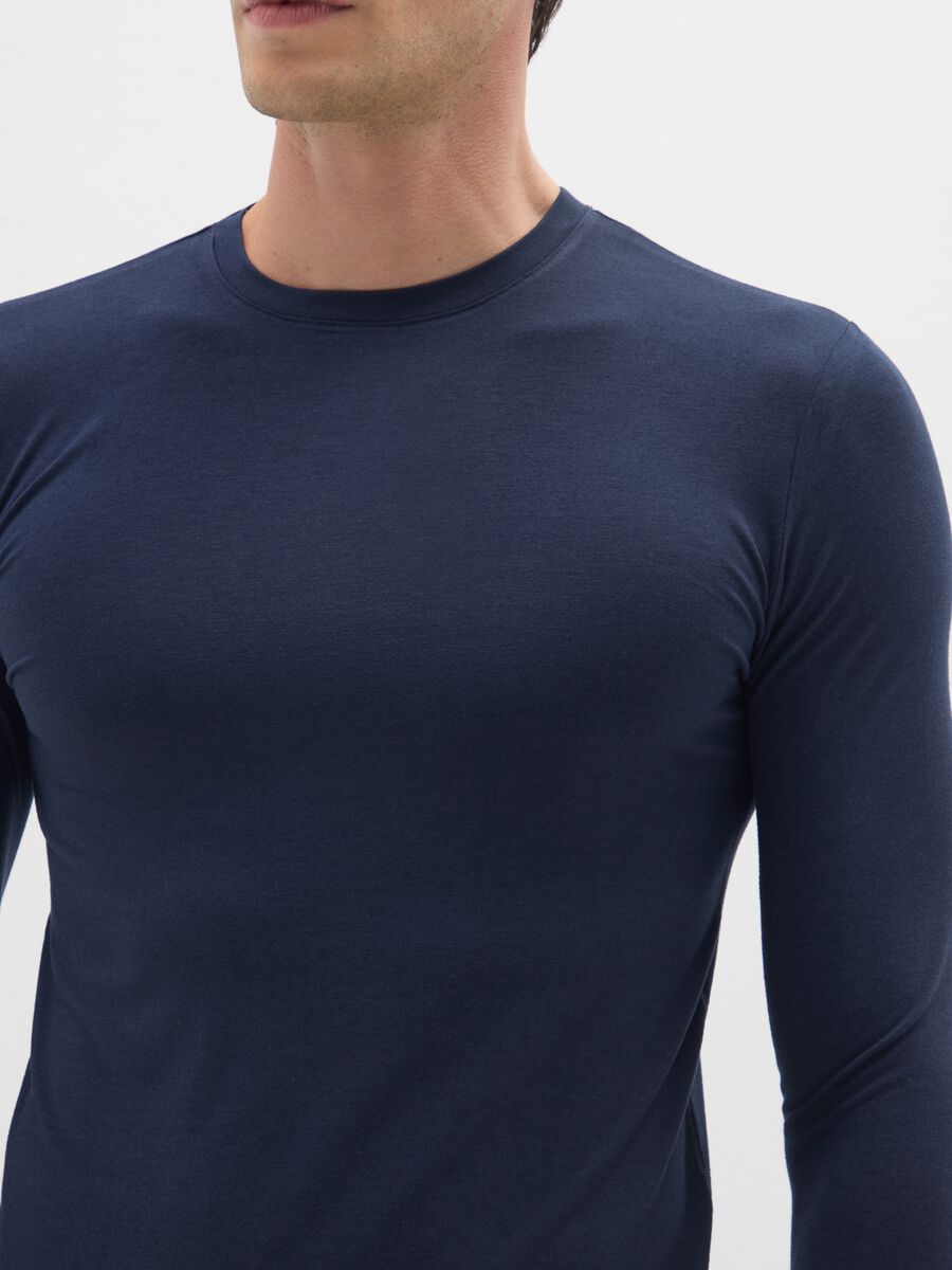 Blue Long Sleeve Regular Fit T-Shirt_3