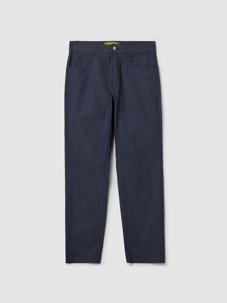 Five-pocket trousers with micro weave_4