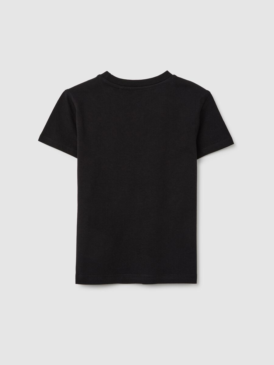 Girls' black pure cotton regular fit t-shirt with print_4