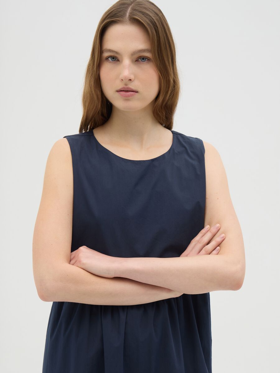Women's long dress in pure blue cotton, regular fit_2