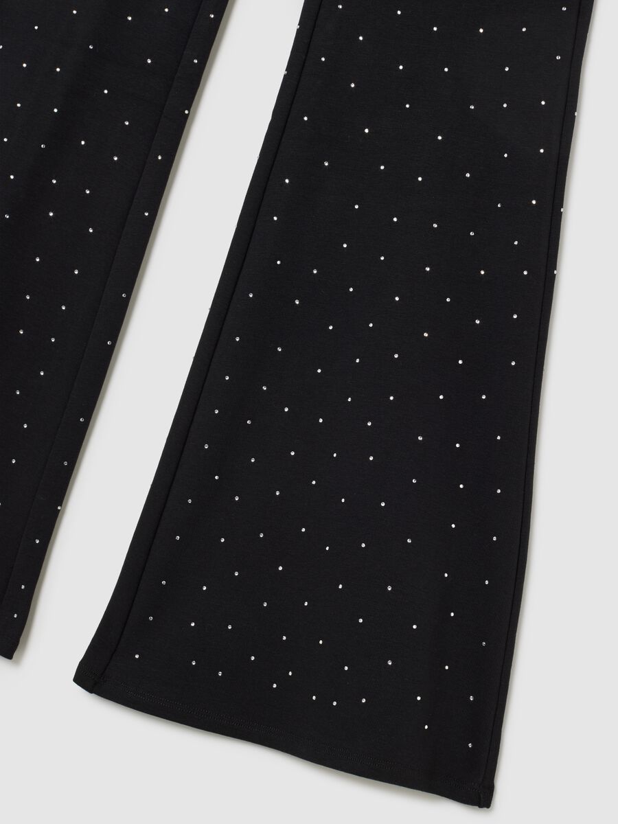 Black Stretch Cotton Flare Trousers_1