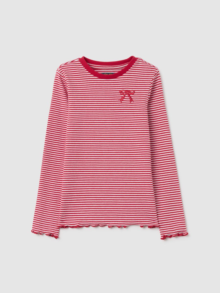 Maglia da bambina in cotone multicolor regular fit a righe_0
