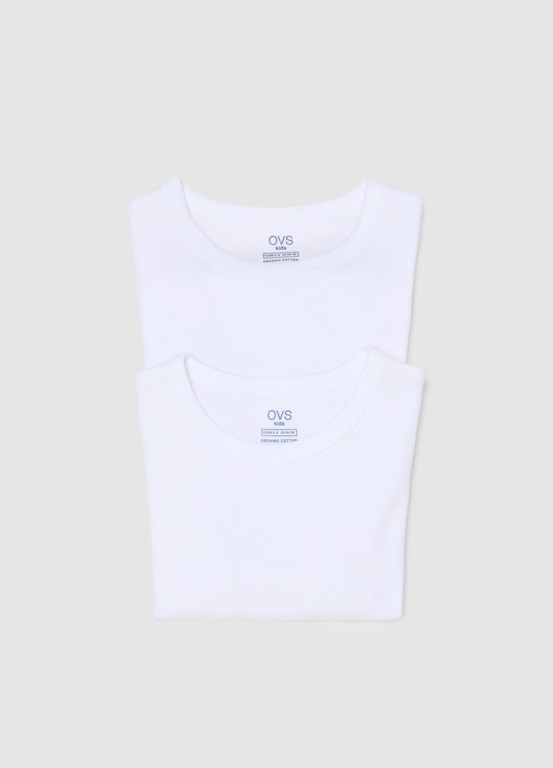 Pack of two white children's t-shirts in pure cotton, regular fit