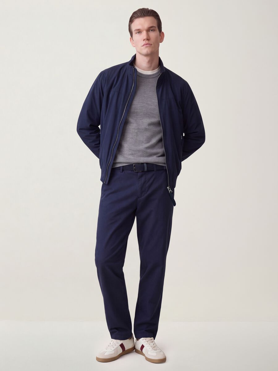 Blue stretch-fabric jacket with zip_1