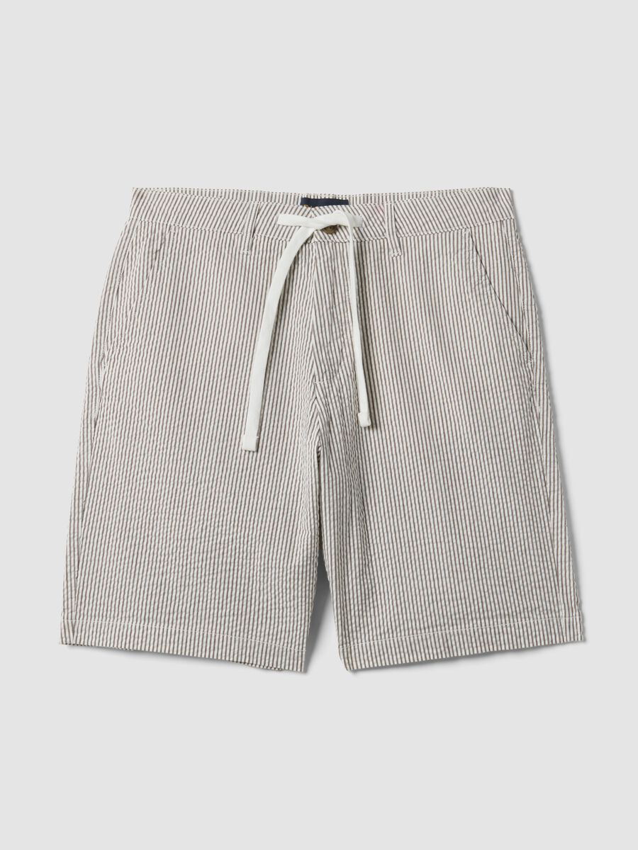 Shorts a righe multicolor in cotone elasticizzato regular fit_0