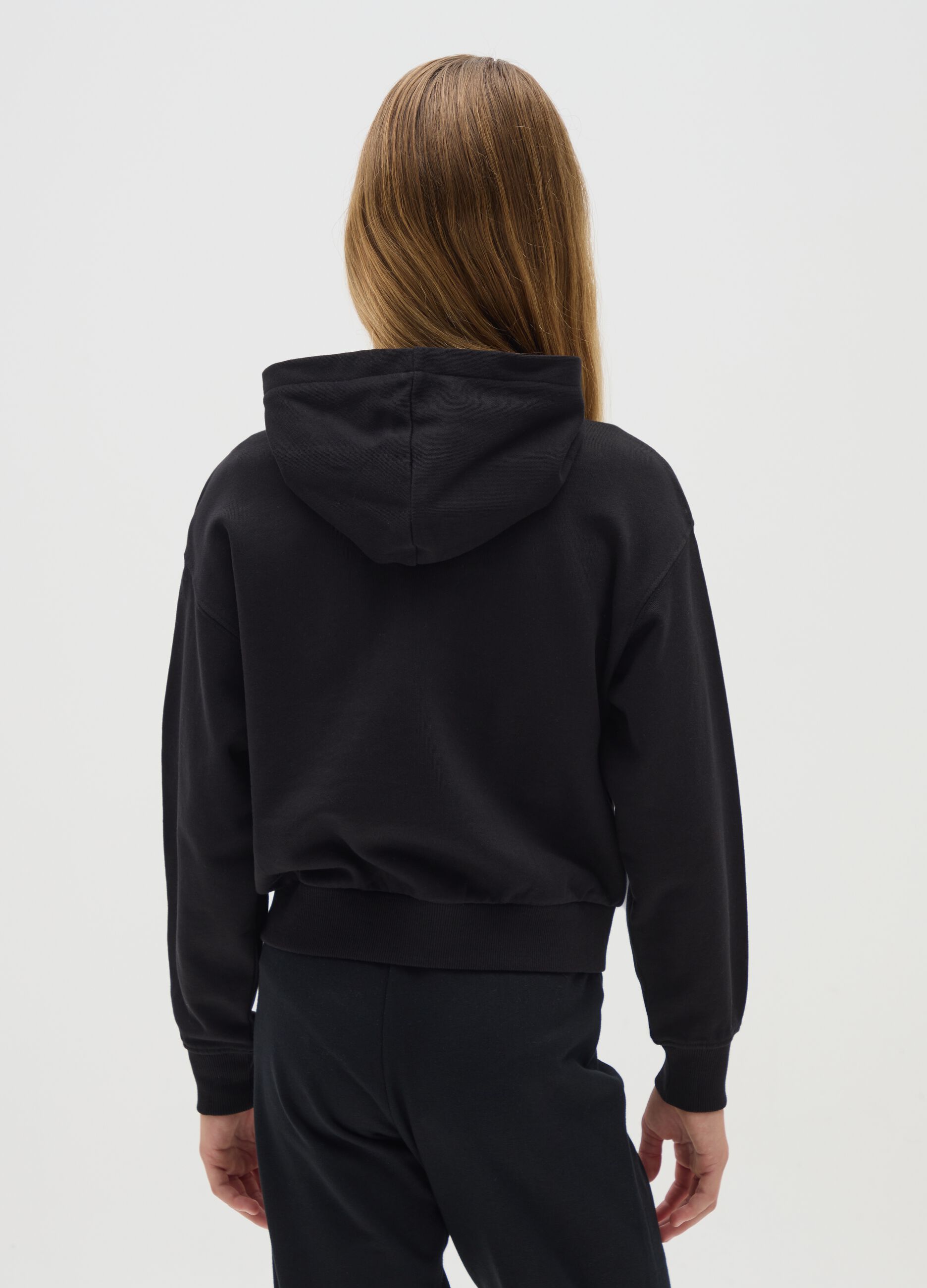 Girls' black pure cotton regular fit sweatshirt