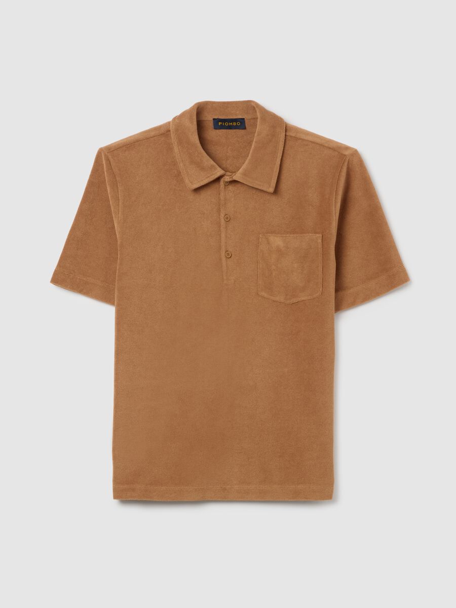 Brown short sleeve cotton blend polo_4