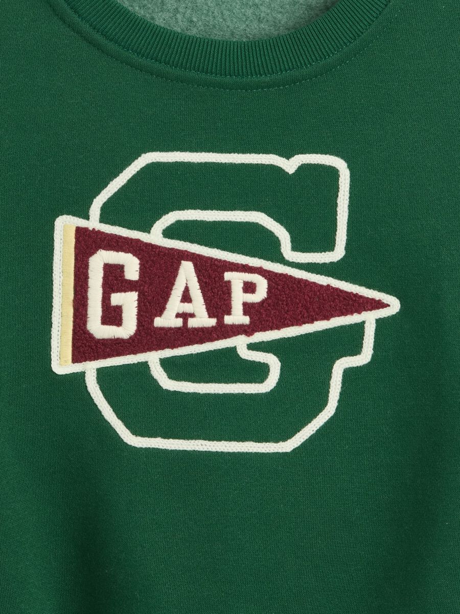 Green cotton sweatshirt with round neck_2