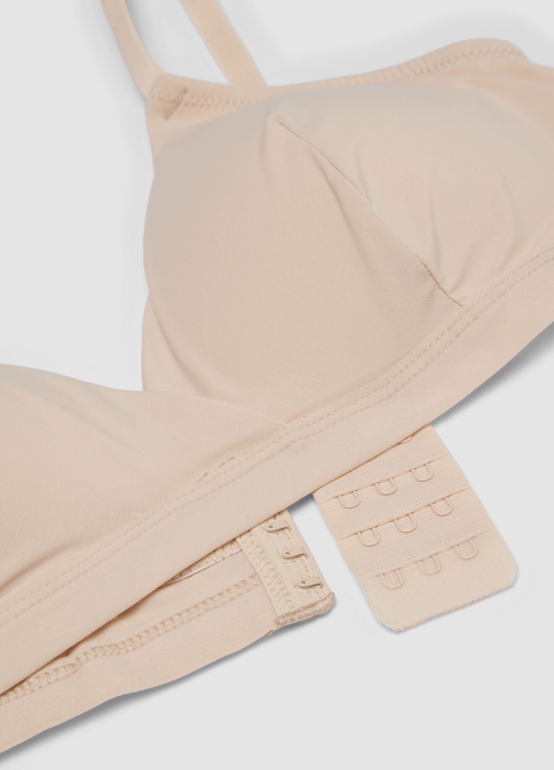 Reggiseno a triangolo beige con imbottitura rimovibile in tessuto elasticizzato