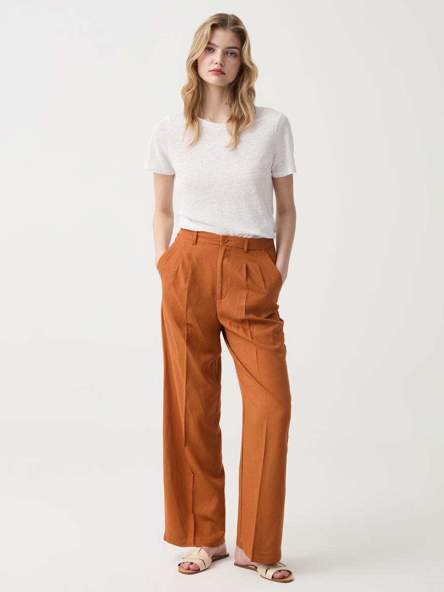 Wide-leg trousers with darts_0