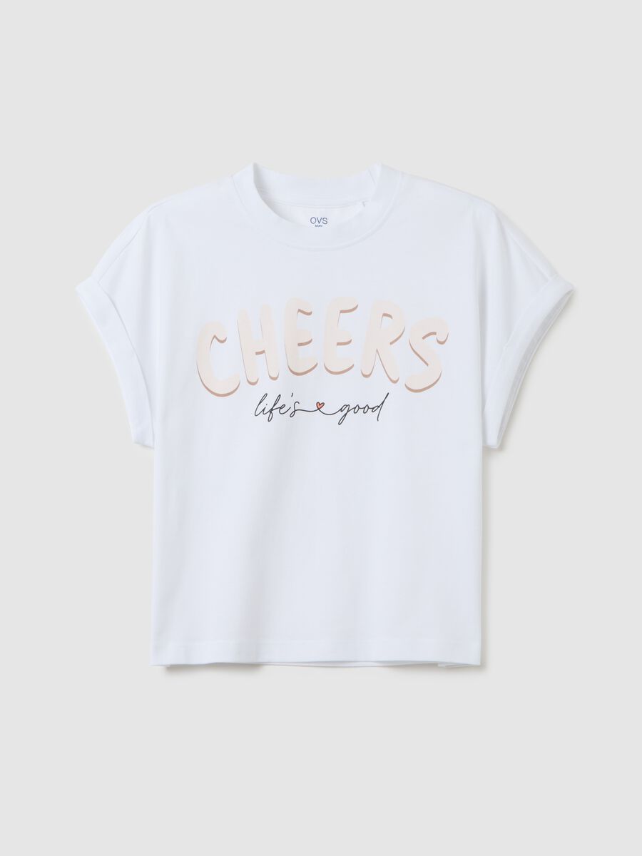T-shirt da ragazze in puro cotone bianca boxy fit_3